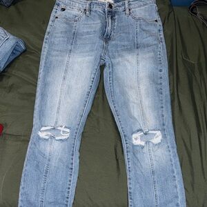 KanCan Light Blue Distressed Straight Leg Jeans